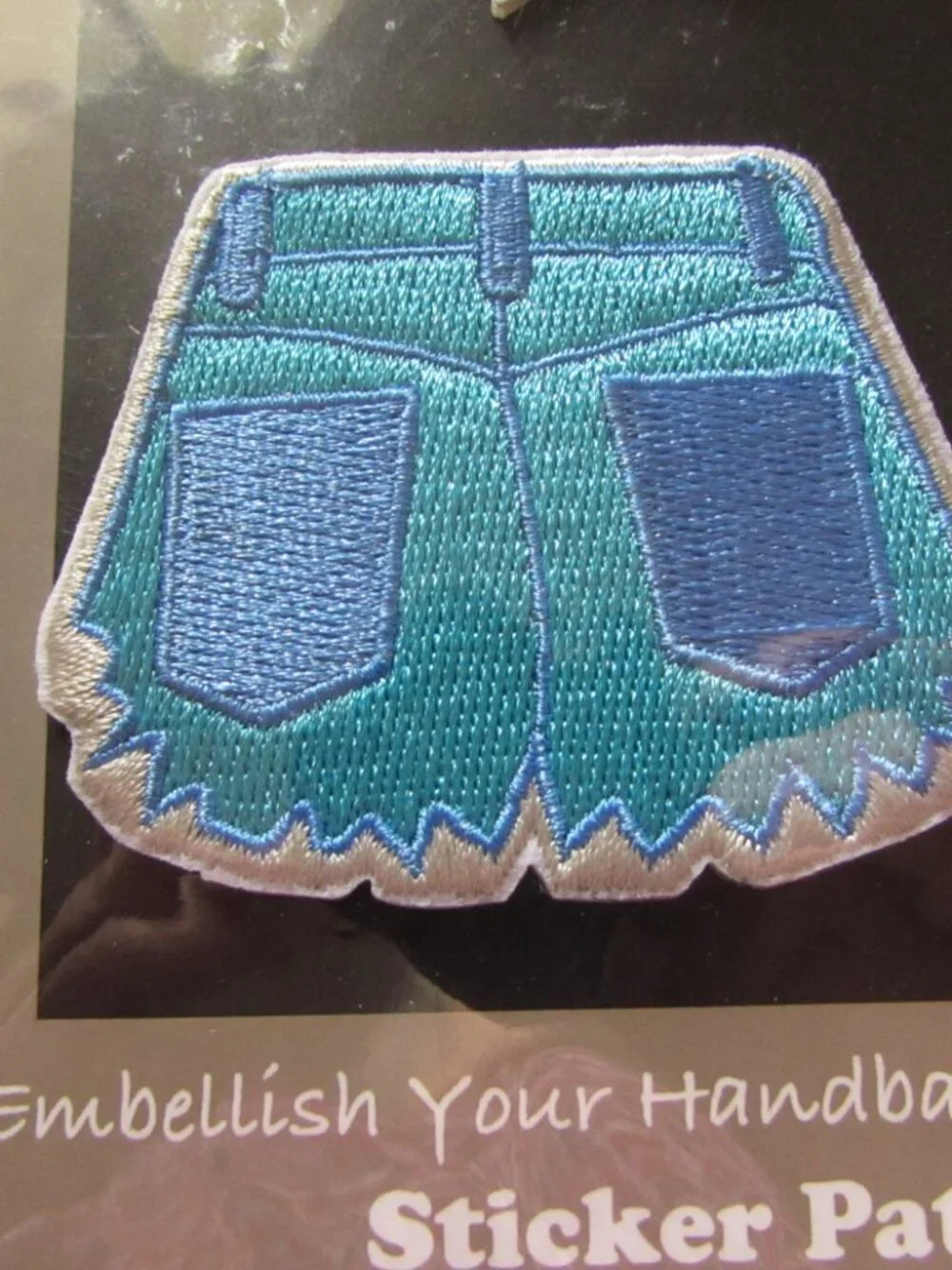 Novelty Embroidered Sticker Patch Feather Stars Cut Off Shorts BOHO